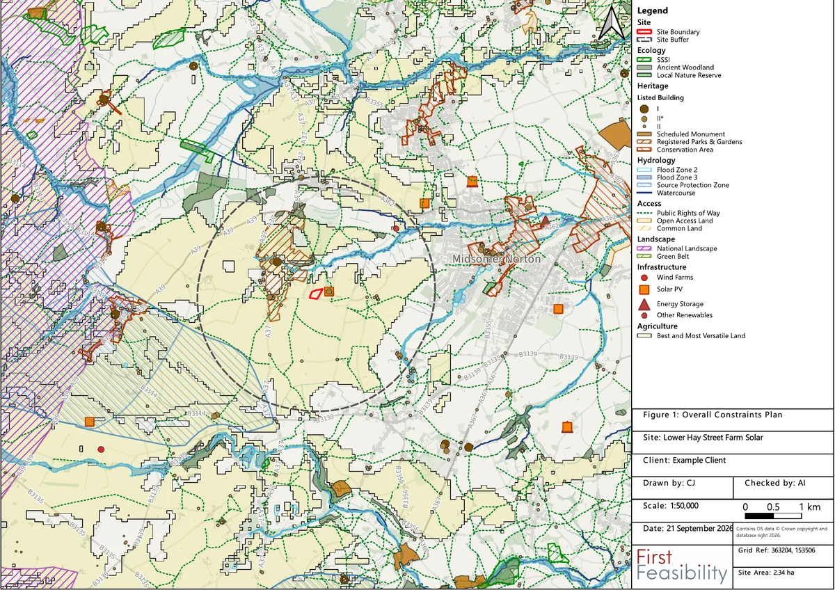 Example Overall Constraints Plan from a First Feasibility Site Assessment Pack